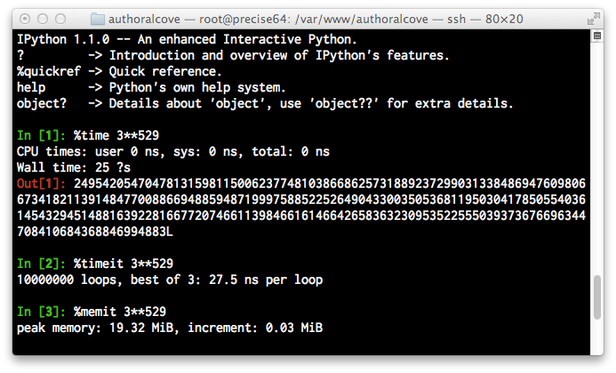 Execution time and memory profiling with IPython